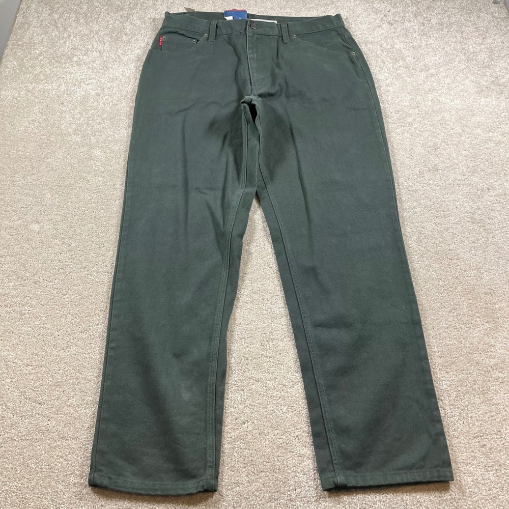 Bugle Boy Jeans Mens 36x32 Green Tapered Leg Cotton Twill Vintage 750 Pants